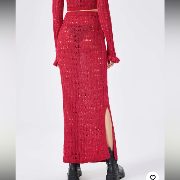 CIDER Solid Hollow Out Knitted High Waist Skirt (or strapless dress) NWT Size L - Picture 10 of 15